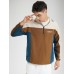 Men Color Block Patchwork Drawstring Hoodies Windbreaker Jackets