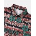 Mens Tribal Floral Print Pocket Hem Cuff Short Sleeve Shirts