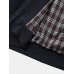 Men Patchwork Contrast Color Block Stand Collar Jackets