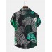 Mens Tiger Graphic Leaves Short Sleeve Lapel Shirts