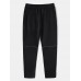 Men Active Sports Contrast Lined Jogging Zip Pocket Ankle Length Drawstring Pants