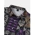 Mens Tribal Print Icon Pattern Retro Curved Hem Shirts